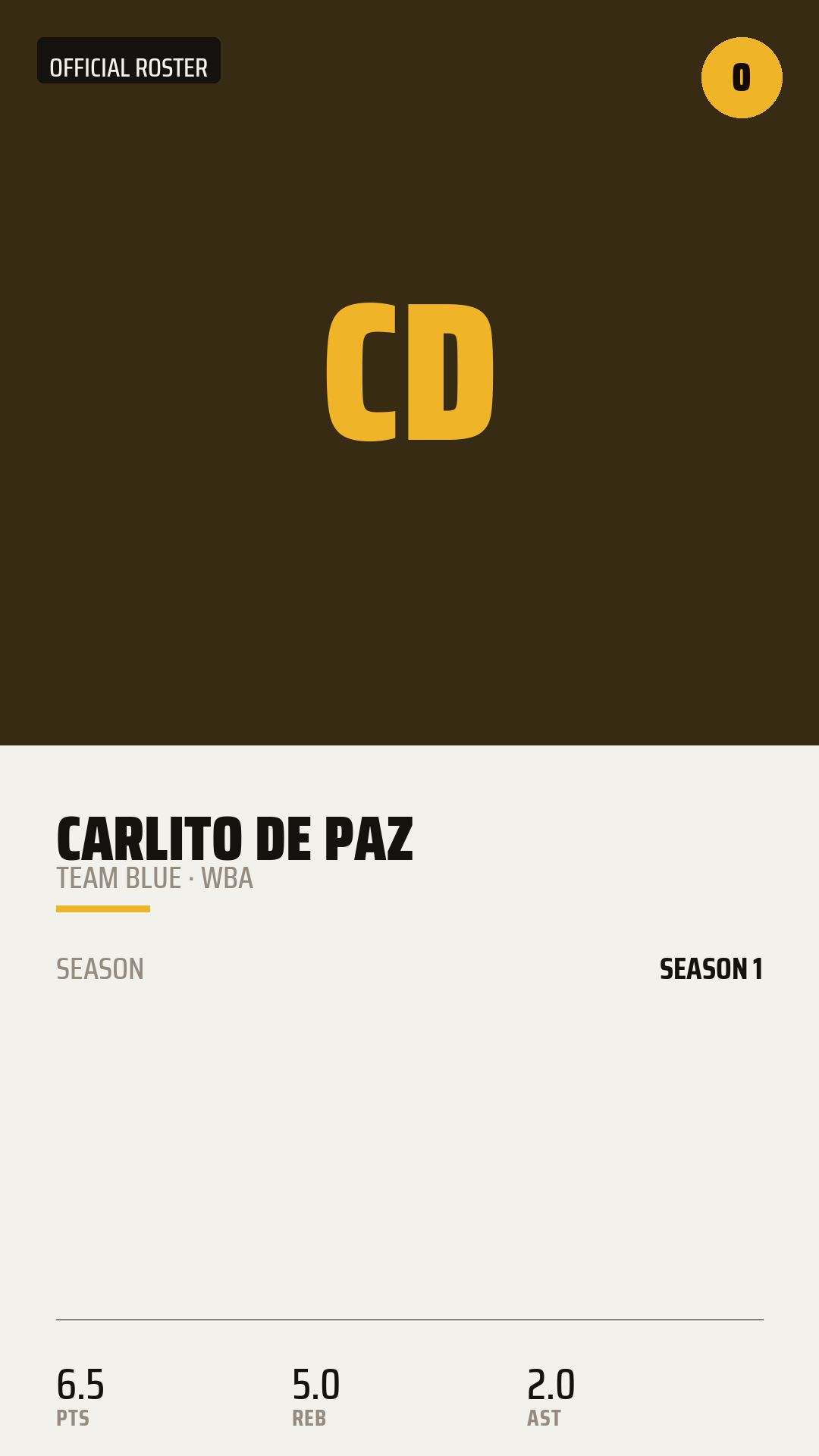 Official Roster Card card style preview