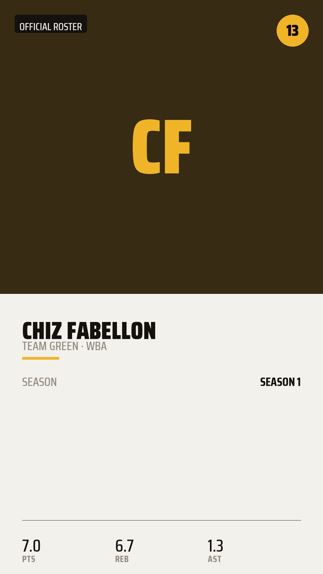 Official Roster Card card style preview