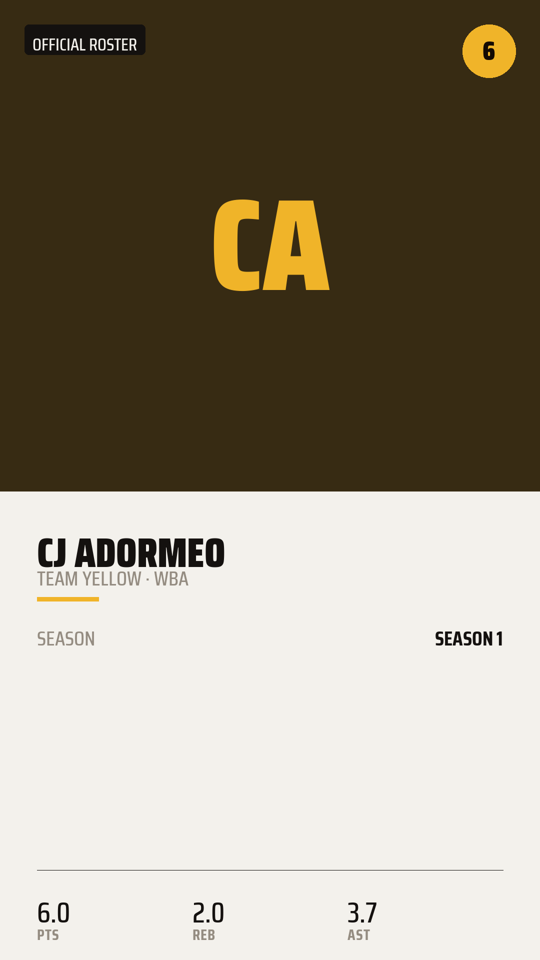 Official Roster Card card style preview