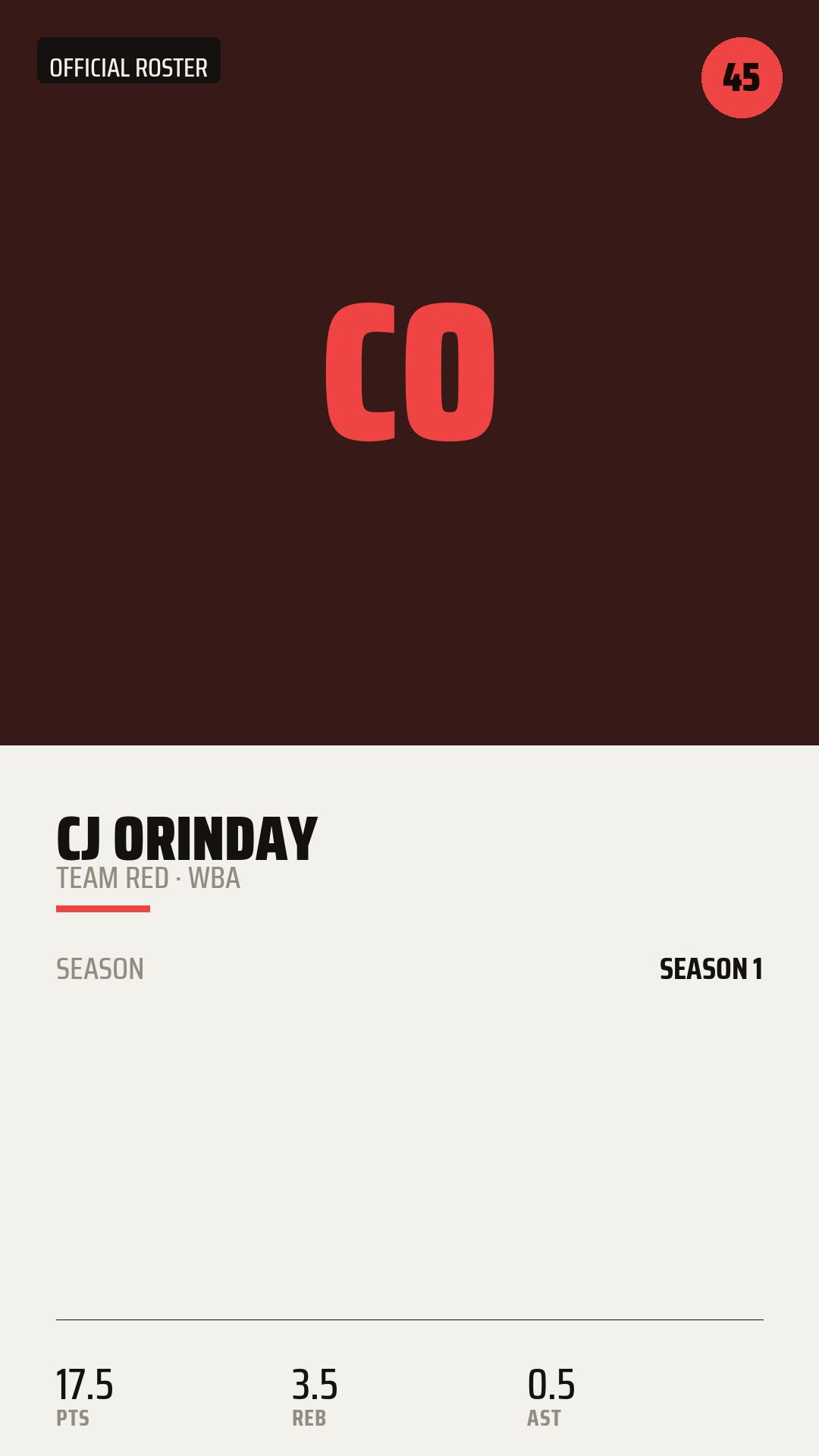 Official Roster Card card style preview