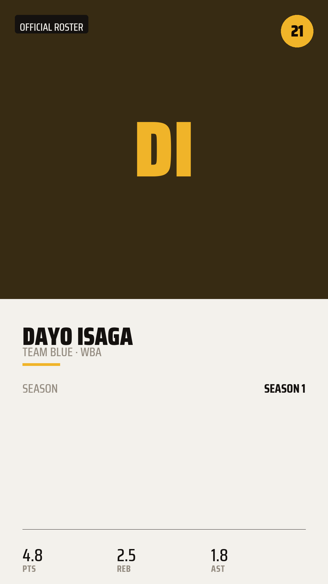 Official Roster Card card style preview