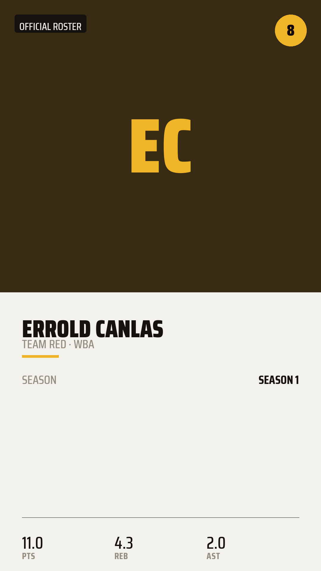 Official Roster Card card style preview