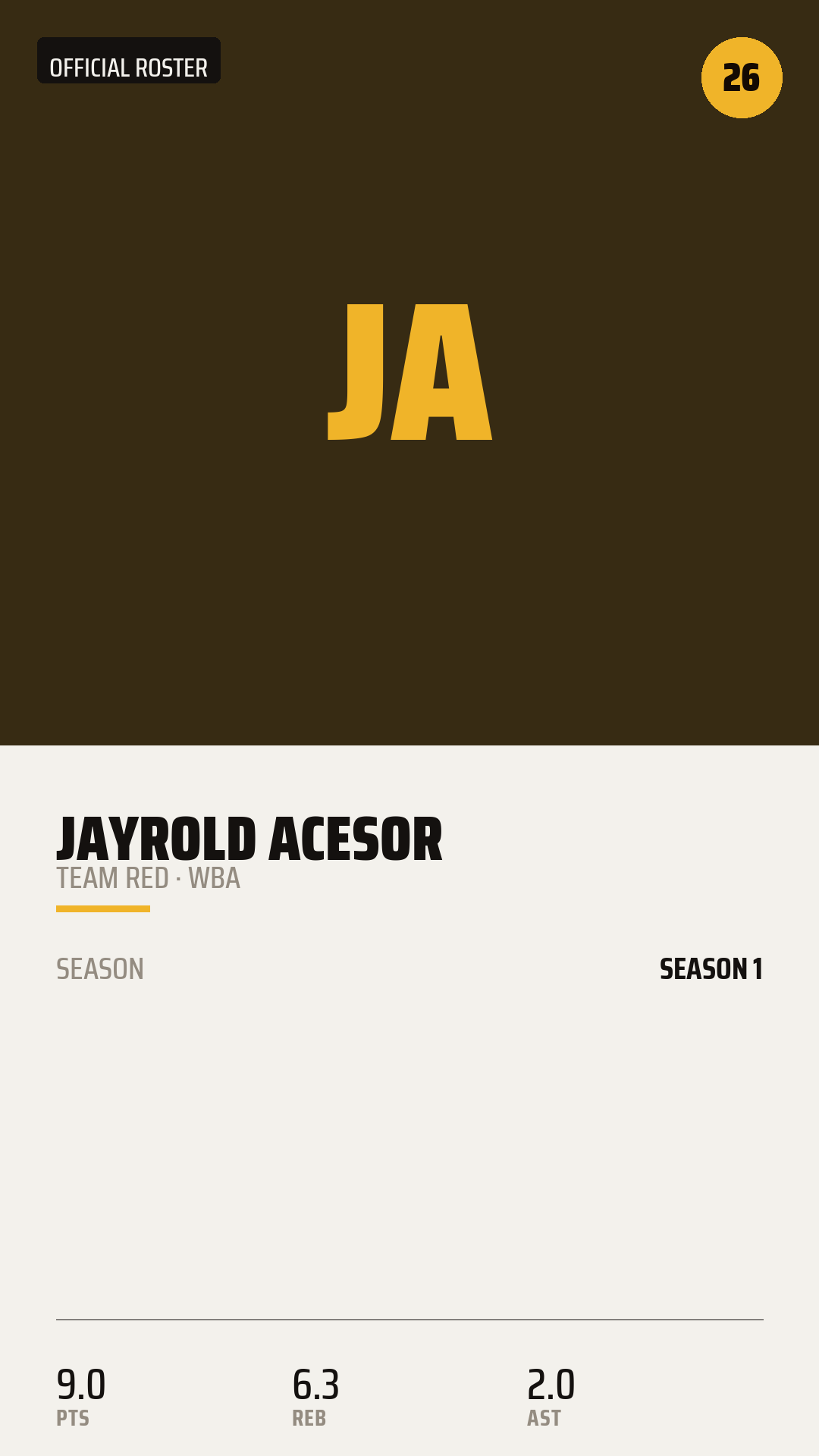 Official Roster Card card style preview