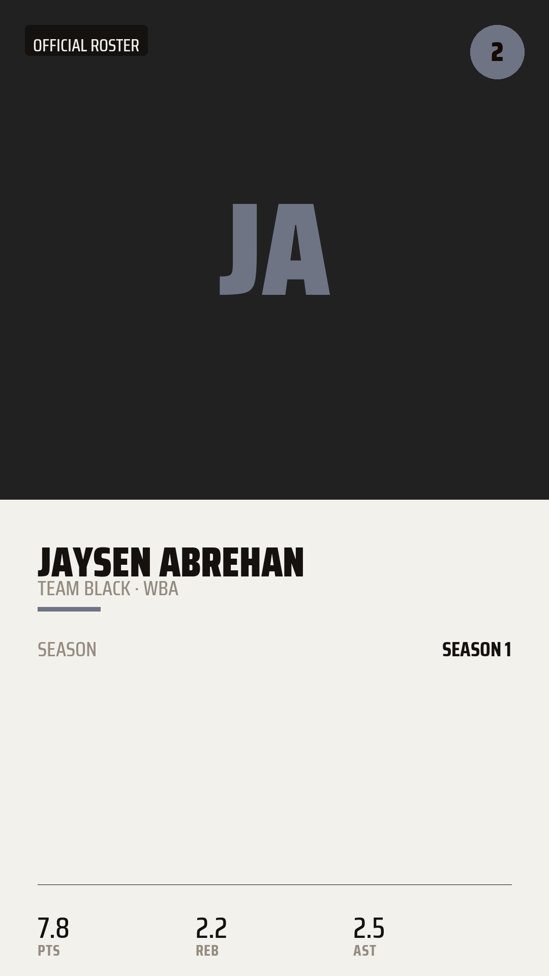 Official Roster Card card style preview