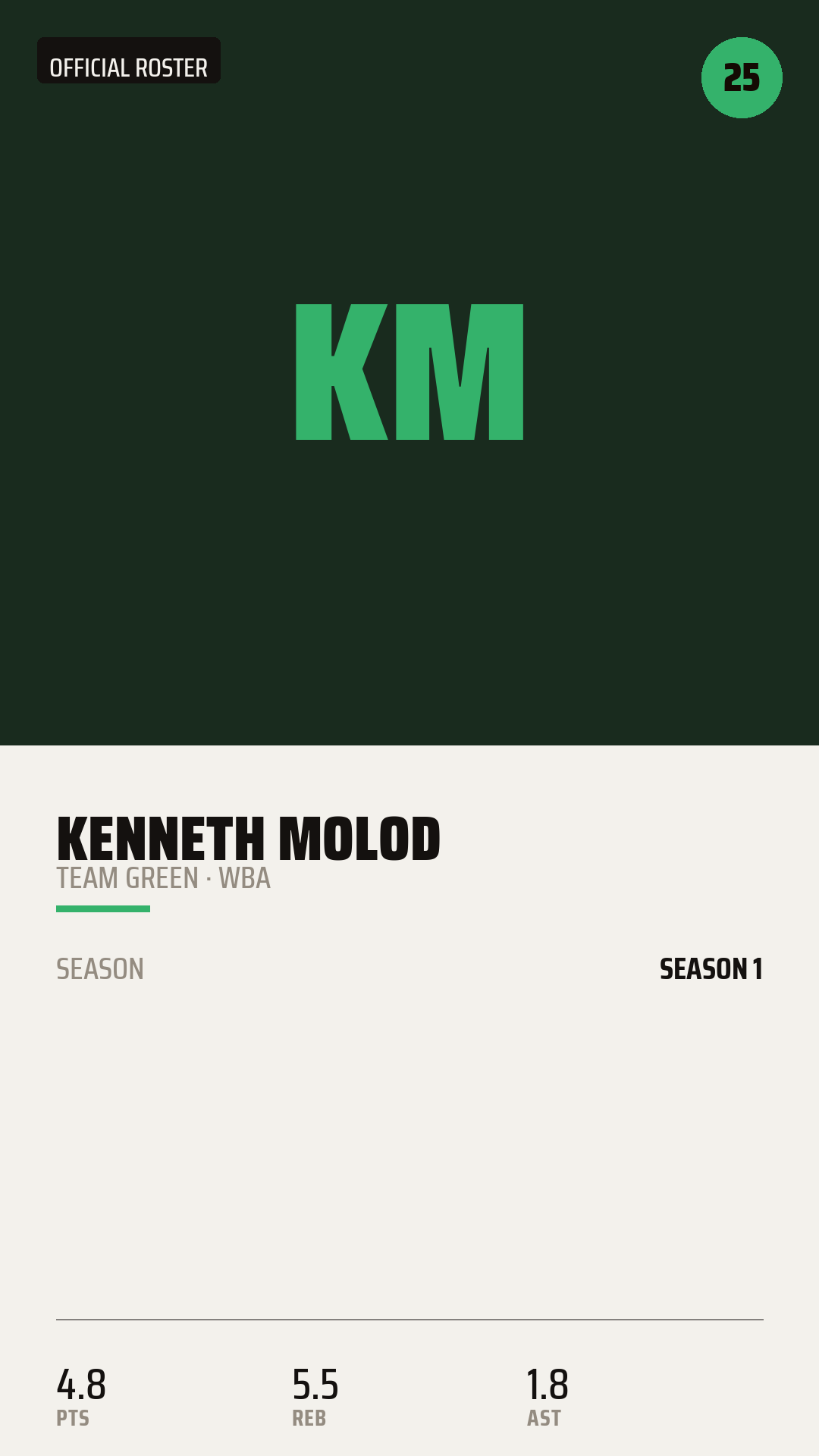 Official Roster Card card style preview