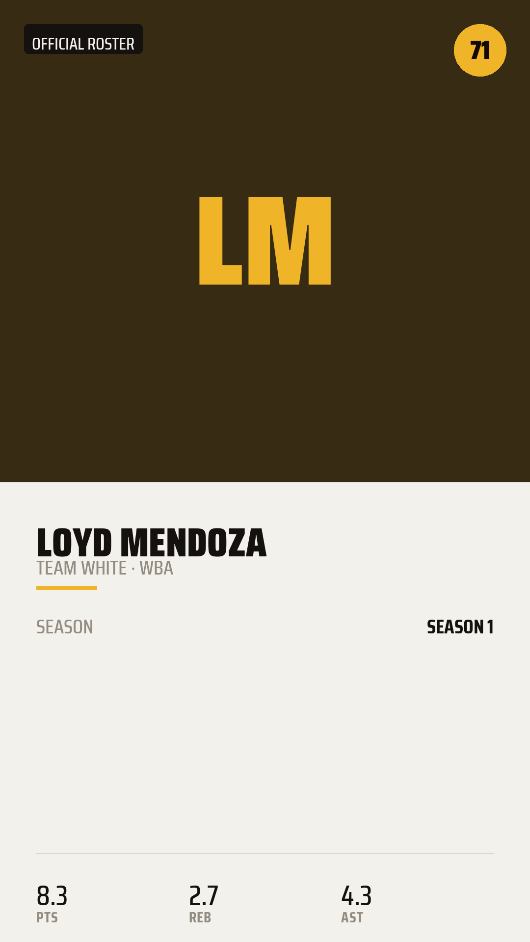 Official Roster Card card style preview