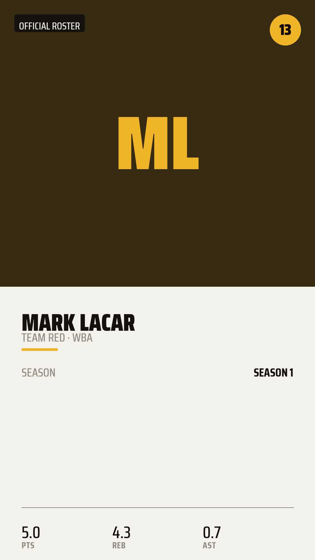 Official Roster Card card style preview