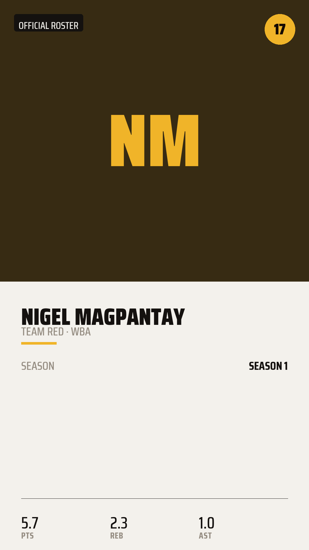 Official Roster Card card style preview