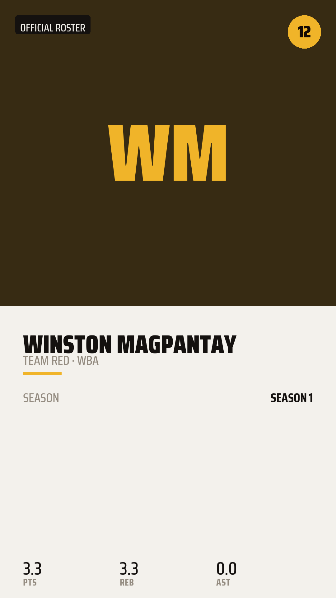 Official Roster Card card style preview
